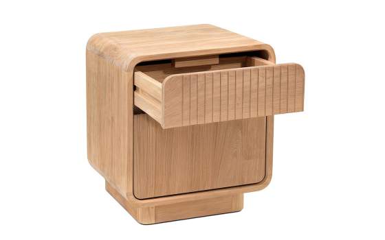 Mesita Noche 1 Puerta Izquierda Teca Natural Serie Eyre