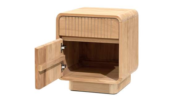 Mesita Noche 1 Puerta Izquierda Teca Natural Serie Eyre