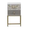 Mesita Noche 2 Cajones Blanco y Oro Moderna Gold White