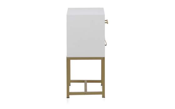 Mesita Noche 2 Cajones Blanco y Oro Moderna Gold White