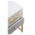 Mesita Noche 2 Cajones Blanco y Oro Moderna Gold White