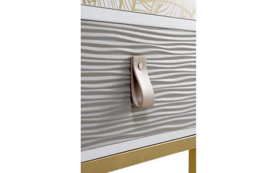 Mesita Noche 2 Cajones Blanco y Oro Moderna Gold White