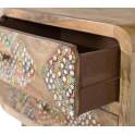 Mesita Noche 2 Cajones Decorados con Incrustaciones Aguray