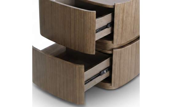 Mesita Noche 2 Cajones Estilo Moderno Oval Nogal - Serie Esenzia