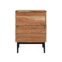 Mesita Noche 2 Cajones Madera Acacia Ondulada Alicock