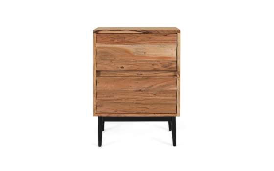 Mesita Noche 2 Cajones Madera Acacia Ondulada Alicock