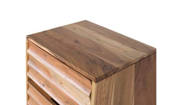 Mesita Noche 2 Cajones Madera Acacia Ondulada Alicock