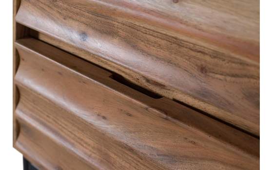 Mesita Noche 2 Cajones Madera Acacia Ondulada Alicock