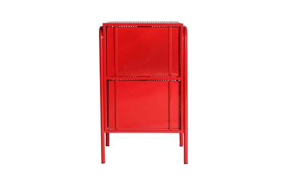 Mesita Noche 2 Cajones Metalicos Rojos Estilo Industrial Arvert