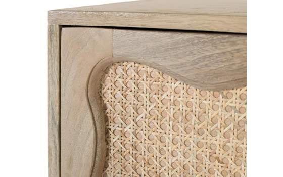 Mesita Noche 2 Cajones Rejilla Ratan y Madera Serie Bargues