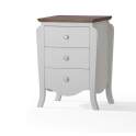 Mesita Noche 3 Cajones Ancha Madera Bicolor Dormitorio Praga