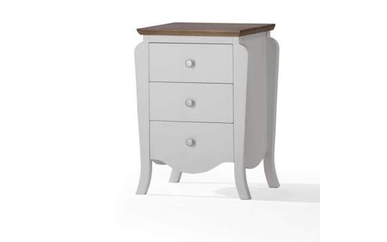 Mesita Noche 3 Cajones Ancha Madera Bicolor Dormitorio Praga