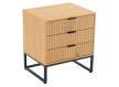 Mesita Noche 3 Cajones Madera Natural Acanalada Serie Anube