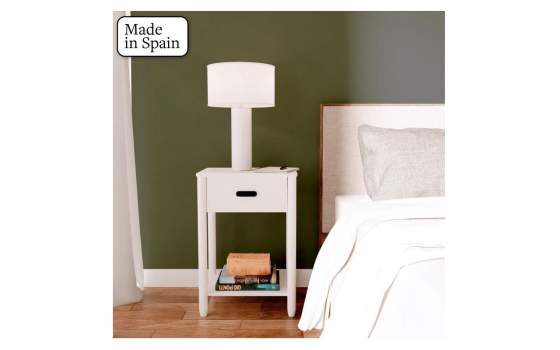Mesita Noche Actual 1 Cajon Blanca Serie Albada Mesita Noche Actual 1 Cajon Blanca Serie Albada