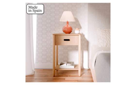 Mesita Noche Actual 1 Cajon Color Roble Natural Serie Albada