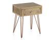 Mesita Noche Actual 1 Cajon Tallado Patas Metal Cobre Arreba