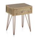Mesita Noche Actual 1 Cajon Tallado Patas Metal Cobre Arreba