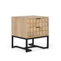 Mesita Noche Actual 2 Cajones Madera Base Metalica Anuarte