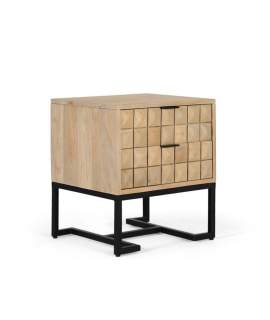 Mesita Noche Actual 2 Cajones Madera Base Metalica Anuarte
