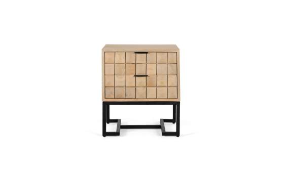 Mesita Noche Actual 2 Cajones Madera Base Metalica Anuarte