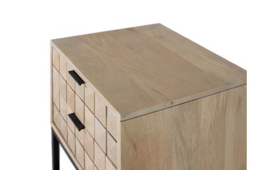 Mesita Noche Actual 2 Cajones Madera Base Metalica Anuarte