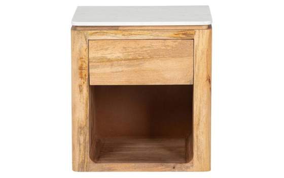 Mesita Noche Actual Madera Mango y Marmol Serie Felo