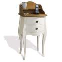 Mesita Noche Bicolor Blanco Copete Madera Estilo Vintage Paris