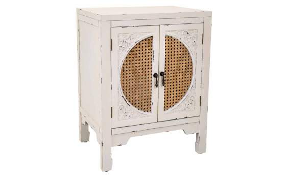 Mesita Noche Blanca Rustica 2 Puertas Serie Alika