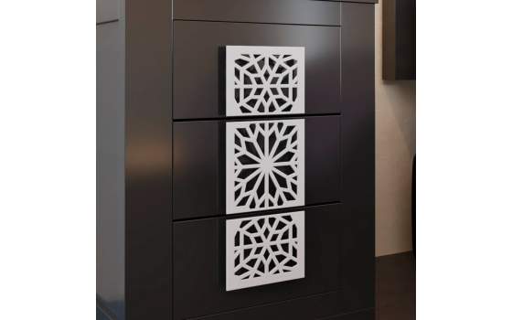 Mesita Noche Clasica Forja con 3 Cajones Madera Serie Dakota