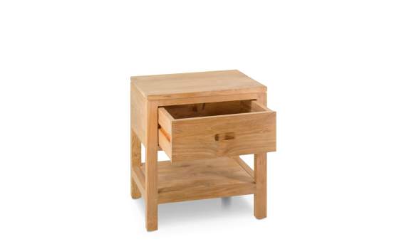 Mesita Noche de Teca Rustica Acabado Natural Serie Teide