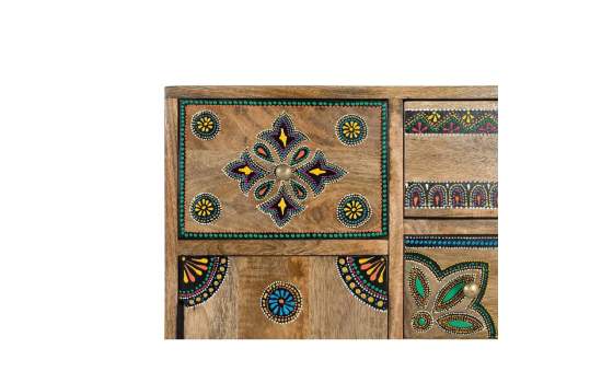 Mesita Noche Decorada Colores 5 Cajones 2 Puertas  Alpuin