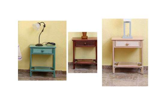 Mesita Noche Dormitorio Rattan Mimbre 1 Cajon Serie Arnist