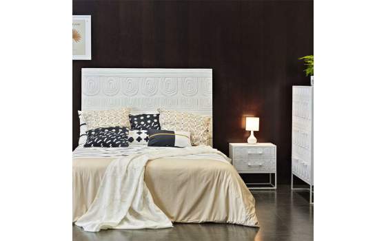 Mesita Noche Estilo Etnico Oriental 2 Cajones Tallados Arkaya