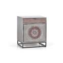 Mesita Noche Etnica oriental Cajon Puerta Wood Mandala