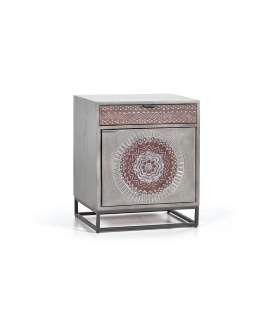 Mesita Noche Etnica oriental Cajon Puerta Wood Mandala