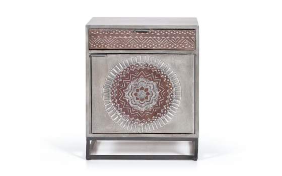 Mesita Noche Etnica oriental Cajon Puerta Wood Mandala