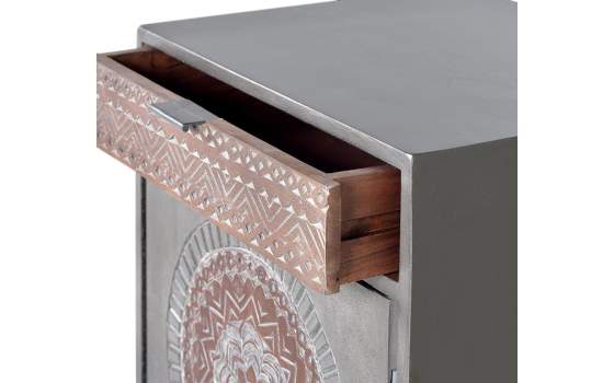 Mesita Noche Etnica oriental Cajon Puerta Wood Mandala
