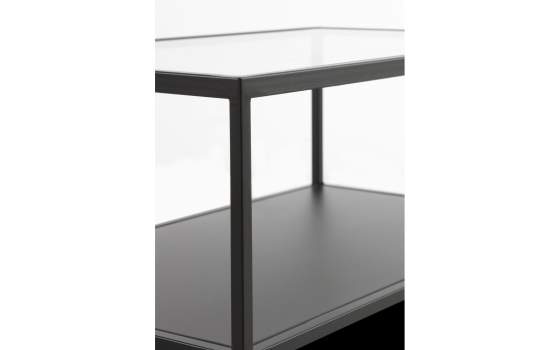 Mesita Noche Forja 2 Estantes Tapa Cristal Serie Aniva