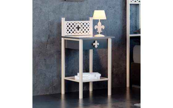 Mesita Noche Forja Madera 1 Cajon Flor de Lis Nathaly