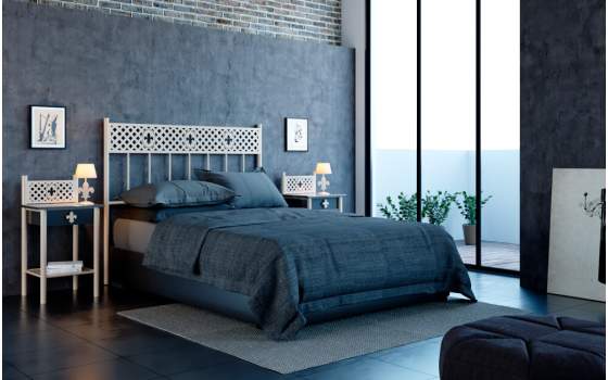 Mesita Noche Forja Madera 1 Cajon Flor de Lis Nathaly