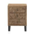 Mesita Noche Industrial Madera Patas Acero Serie Natens