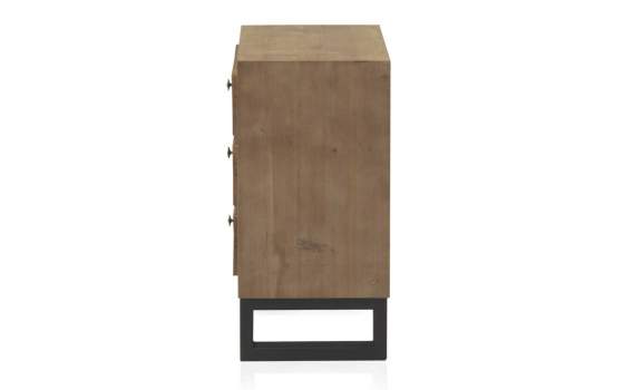 Mesita Noche Industrial Madera Patas Acero Serie Natens