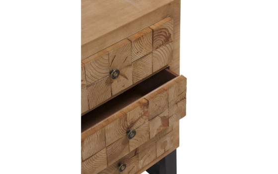 Mesita Noche Industrial Madera Patas Acero Serie Natens
