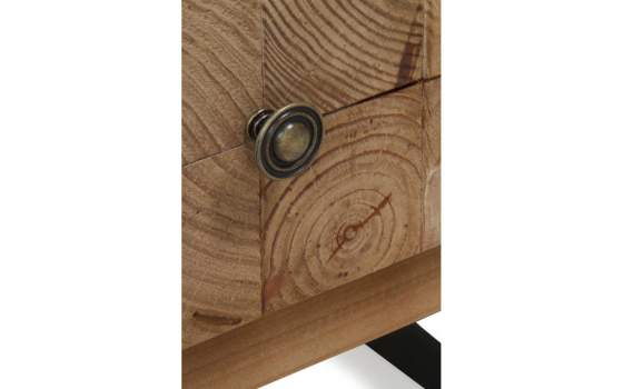 Mesita Noche Industrial Madera Patas Acero Serie Natens