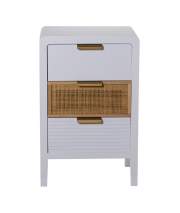 Mesita Noche Madera Rattan Blanca Actual Serie Alcober