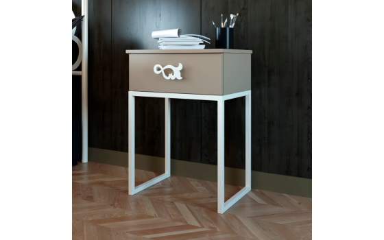 Mesita Noche Metal y 1 Cajon Madera Serie Raissa