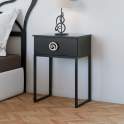 Mesita Noche Moderna 1 Cajon Madera Acero Serie Napoles Mesita Noche Moderna 1 Cajon Madera Acero Serie Napoles