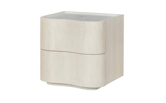 Mesita Noche Moderna 2 Cajones Madera Mango y Marmol Ishat