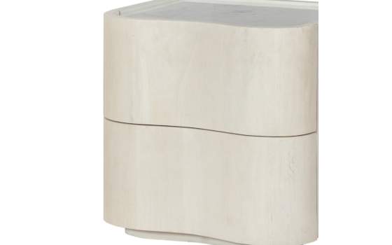 Mesita Noche Moderna 2 Cajones Madera Mango y Marmol Ishat