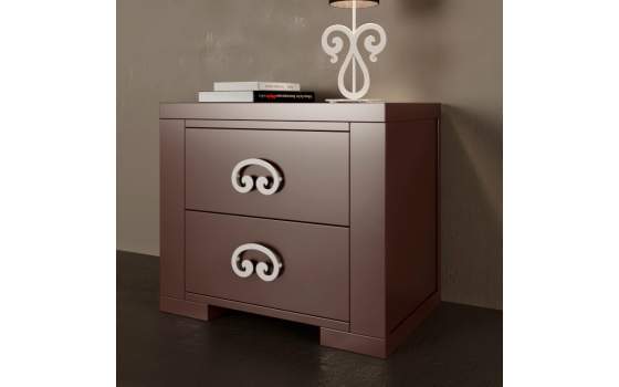 Mesita Noche Moderna 2 Cajones Tiradores Forja Serie Nora